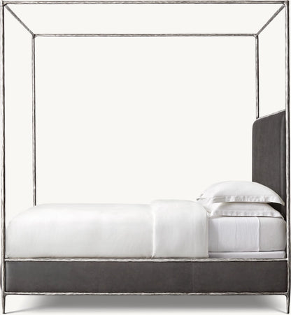 Thaddeus Leather Canopy Bed