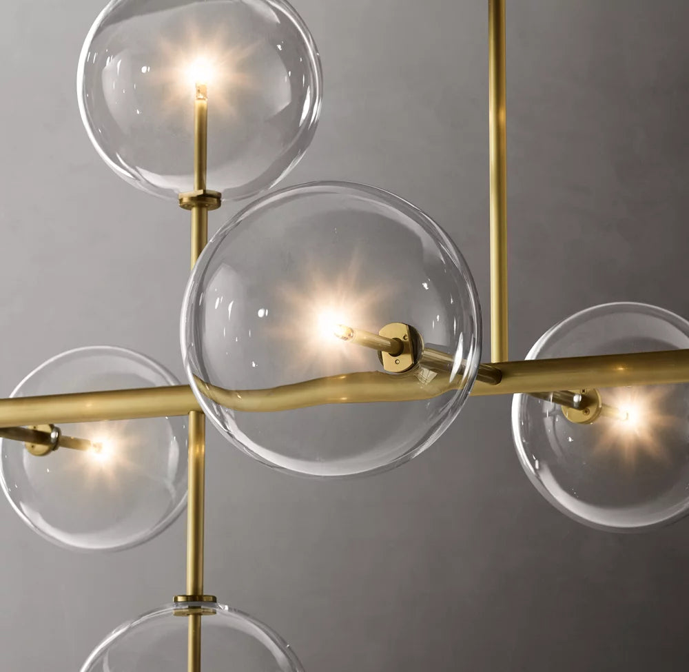 Glass Globe Mobile Linear Chandelier