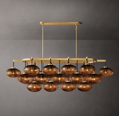 Cabrette Amber Glass Linear Chandelier 72"