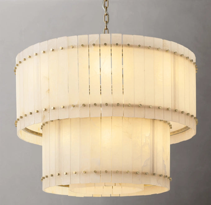 San Marco Alabaster Round Tiered Chandelier 37"