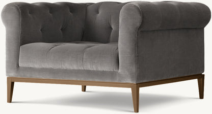 Italia Chesterfield Chair with Tufted Cushion - Metal Base