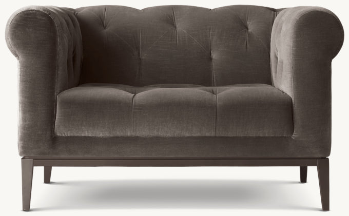 Italia Chesterfield Chair with Tufted Cushion - Metal Base