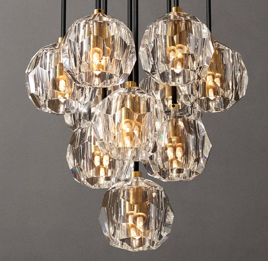 Boule De Cristal Clear Glass Round Cluster Chandelier 14"