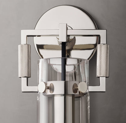 Machinist Glass Cylinder Sconce 12"