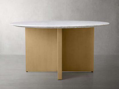 Saint Germain Round Stone Dining Table with Clement Base