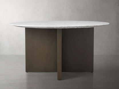 Saint Germain Round Stone Dining Table with Clement Base