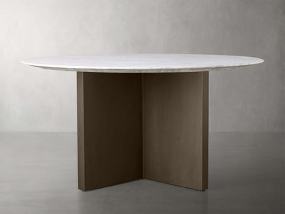 Saint Germain Round Stone Dining Table with Clement Base