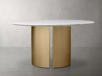 Saint Germain Round Stone Dining Table with Dauphine Base