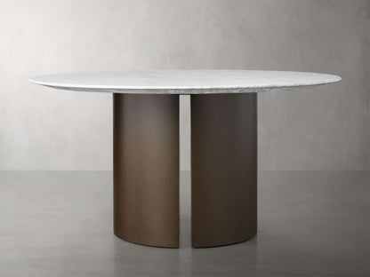 Saint Germain Round Stone Dining Table with Dauphine Base