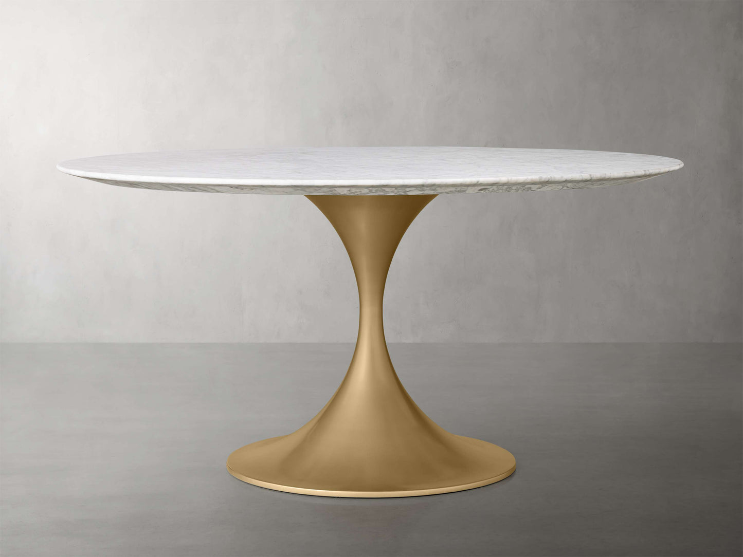 Saint Germain Round Stone Dining Table with Launette Base