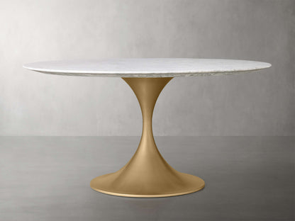 Saint Germain Round Stone Dining Table with Launette Base