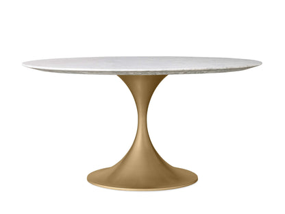 Saint Germain Round Stone Dining Table with Launette Base