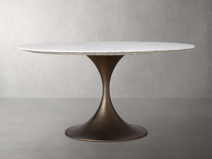 Saint Germain Round Stone Dining Table with Launette Base