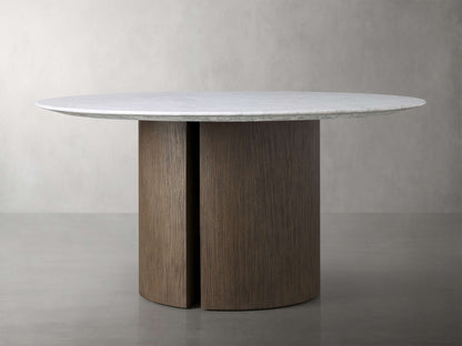 Saint Germain Round Stone Dining Table with Dauphine Base