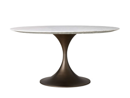 Saint Germain Round Stone Dining Table with Launette Base