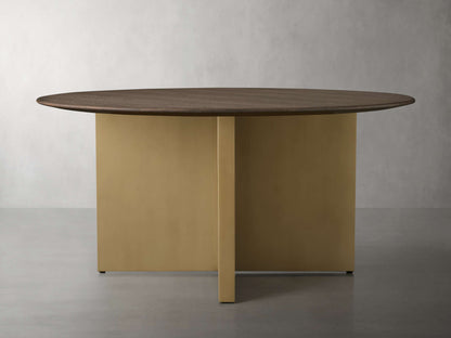 Saint Germain Round Wood Dining Table with Clement Base