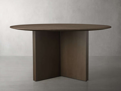 Saint Germain 60" Round Chestnut Top Dining Table with Metal Clement Base
