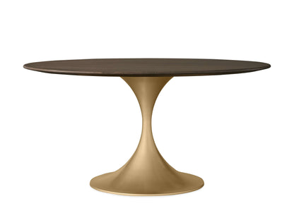 Saint Germain Round Wood Dining Table with Launette Base