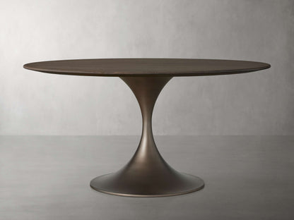 Saint Germain Round Wood Dining Table with Launette Base