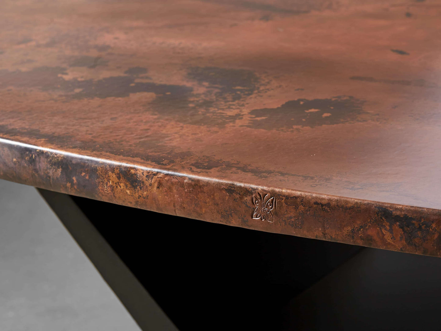 Recycled Metal Dining Table with Vertex Base