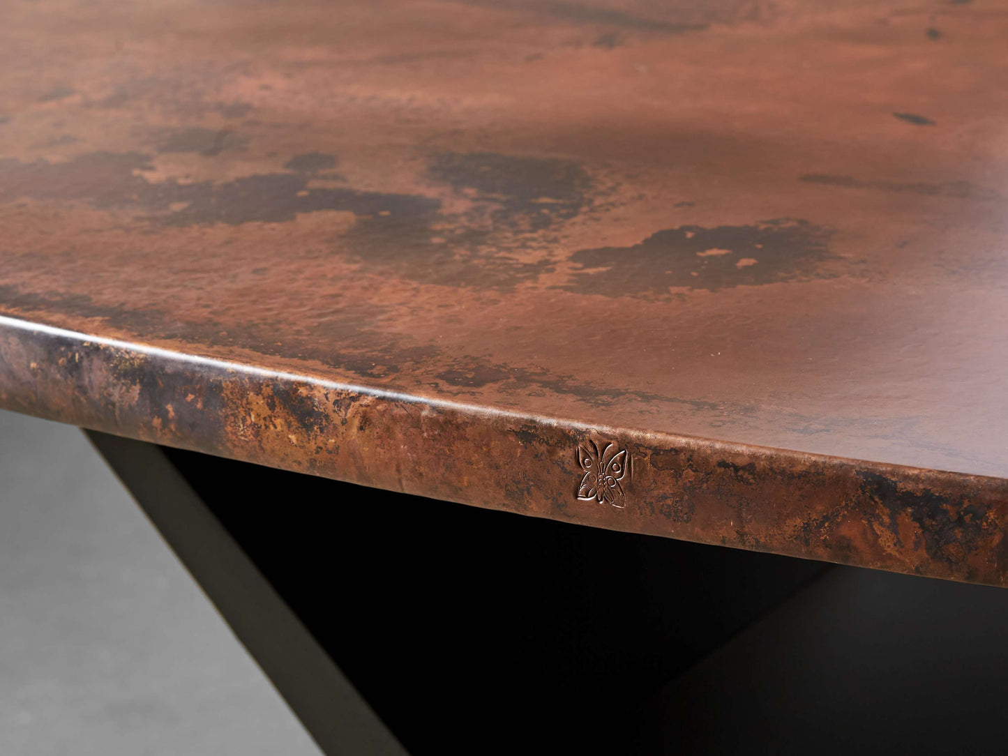 Recycled Metal Dining Table with Vertex Base