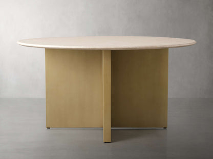 Saint Germain Round Stone Dining Table with Clement Base