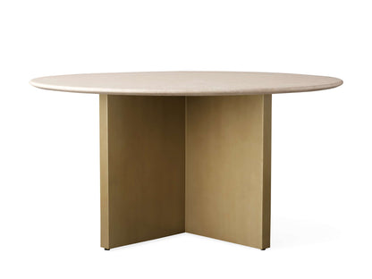 Saint Germain Round Stone Dining Table with Clement Base