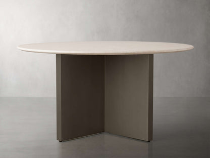 Saint Germain Round Stone Dining Table with Clement Base