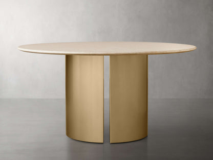 Saint Germain Round Stone Dining Table with Dauphine Base