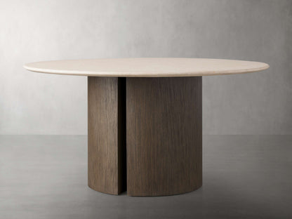 Saint Germain Round Stone Dining Table with Dauphine Base