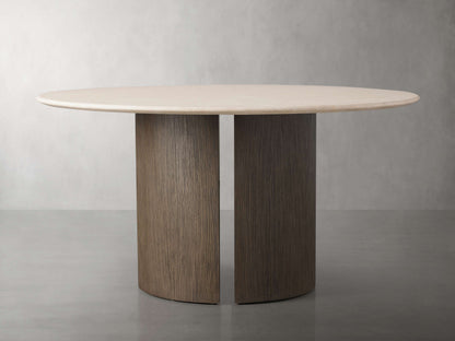 Saint Germain Round Stone Dining Table with Dauphine Base