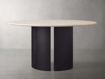Saint Germain Round Stone Dining Table with Dauphine Base