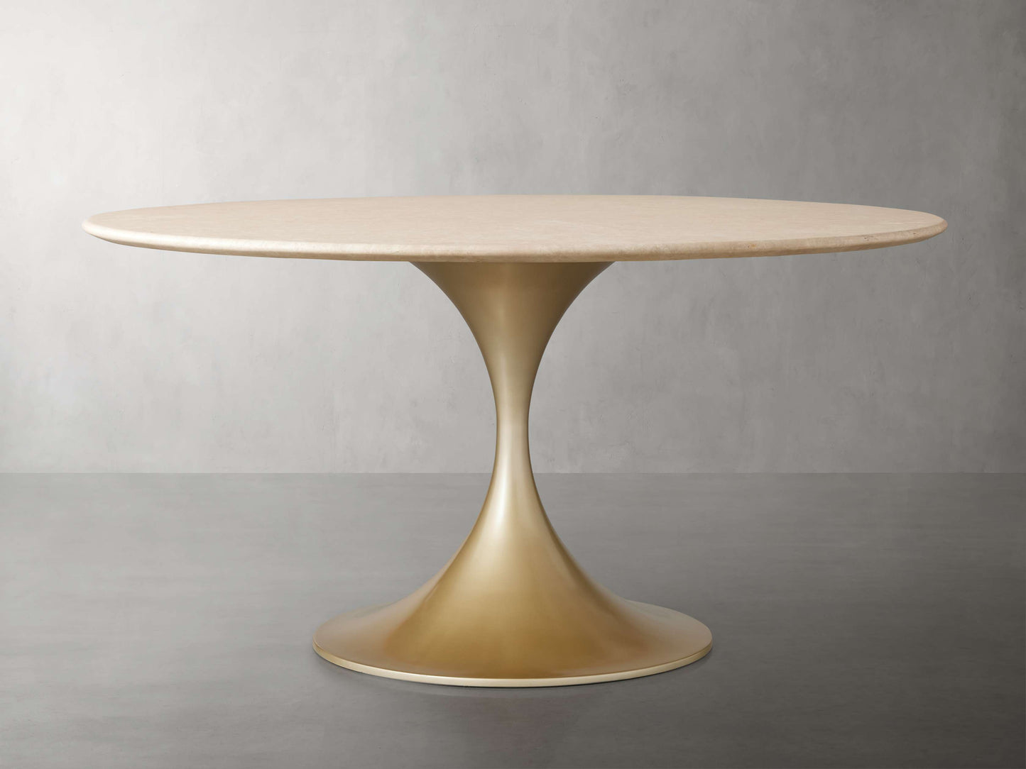 Saint Germain Round Stone Dining Table with Launette Base