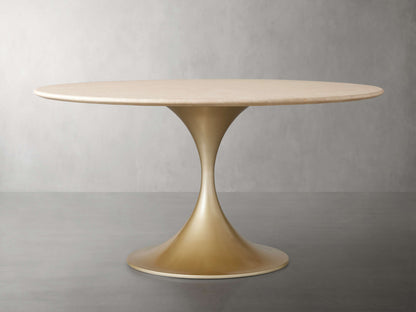 Saint Germain Round Stone Dining Table with Launette Base