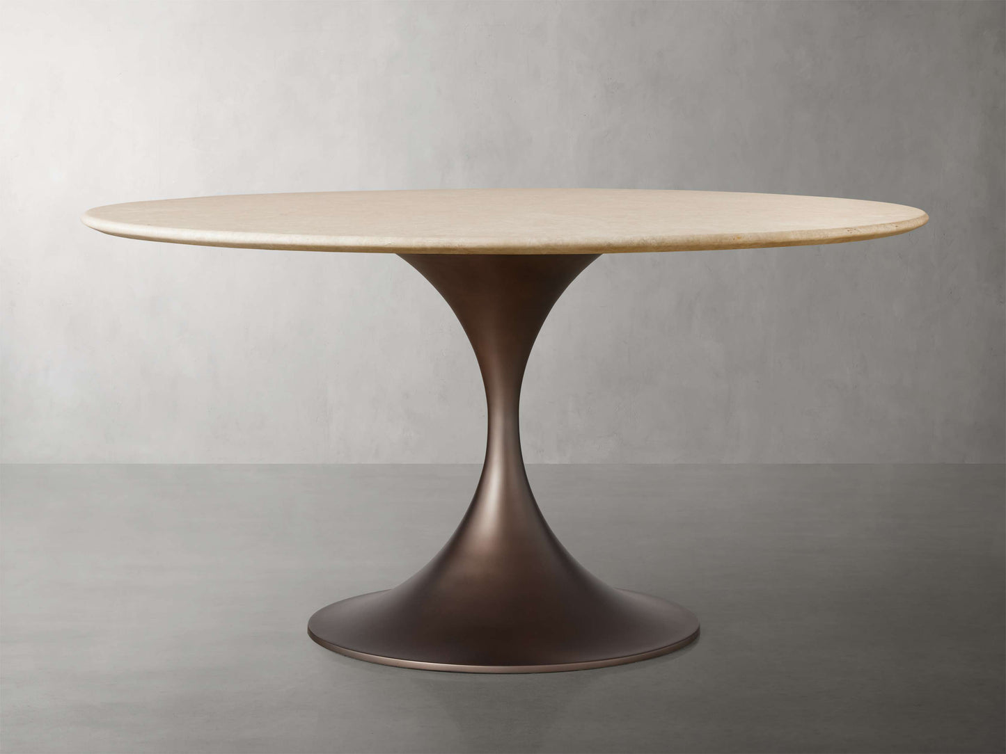 Saint Germain Round Stone Dining Table with Launette Base