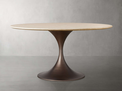 Saint Germain Round Stone Dining Table with Launette Base