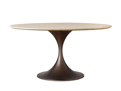 Saint Germain Round Stone Dining Table with Launette Base
