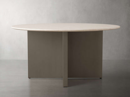 Saint Germain Round Stone Dining Table with Clement Base