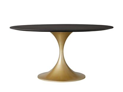 Saint Germain Round Wood Dining Table with Launette Base