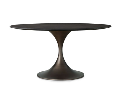 Saint Germain Round Wood Dining Table with Launette Base