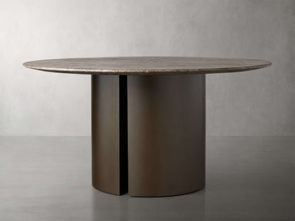 Saint Germain Round Stone Dining Table with Dauphine Base