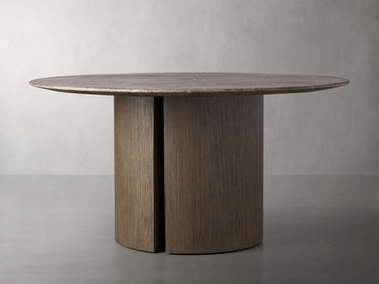 Saint Germain Round Stone Dining Table with Dauphine Base