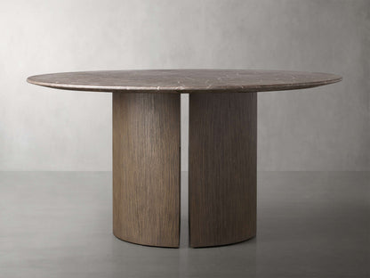 Saint Germain Round Stone Dining Table with Dauphine Base