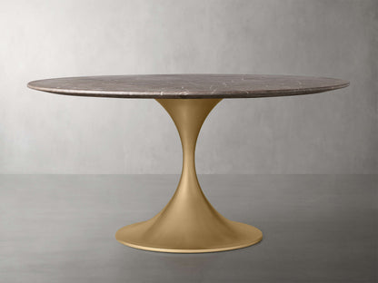 Saint Germain Round Stone Dining Table with Launette Base