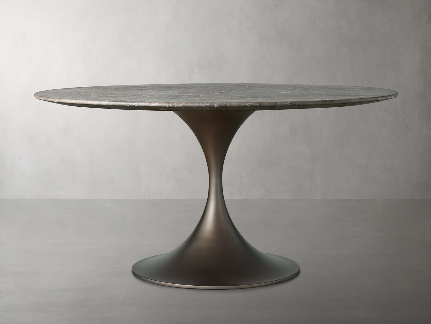 Saint Germain Round Stone Dining Table with Launette Base
