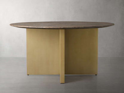 Saint Germain Round Stone Dining Table with Clement Base