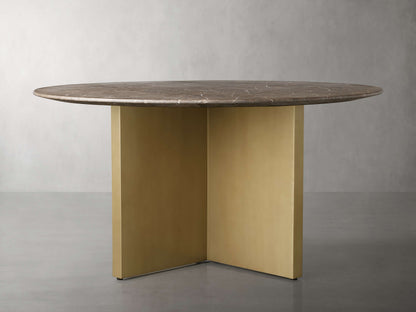 Saint Germain Round Stone Dining Table with Clement Base