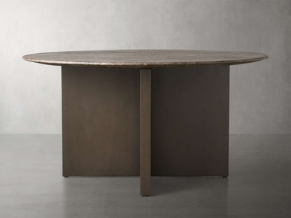 Saint Germain Round Stone Dining Table with Clement Base