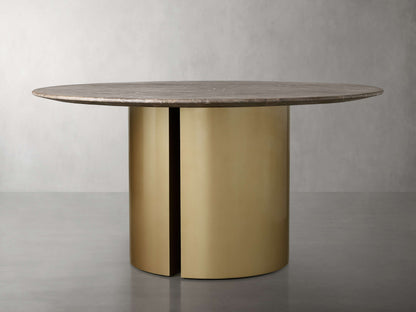 Saint Germain Round Stone Dining Table with Dauphine Base