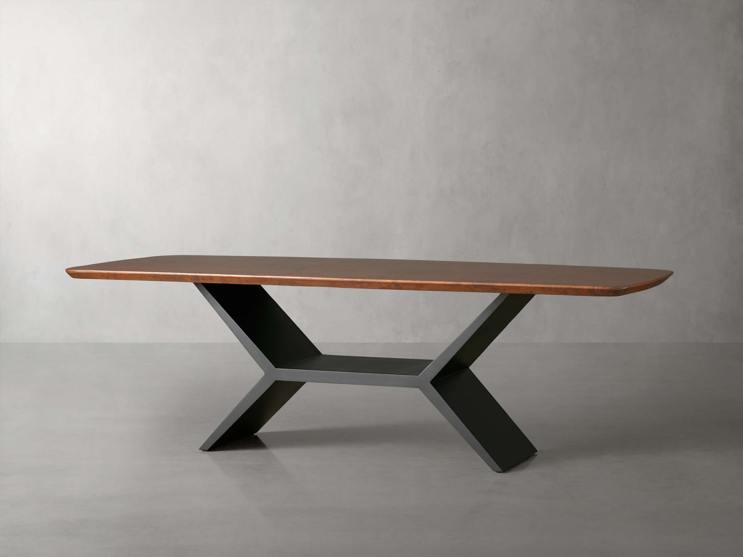 Terracotta Copper Dining Table with Vertex Base